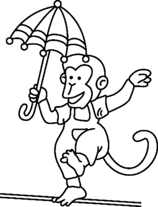 Singe 06 - Coloriages cirque - Coloriages - 10doigts.fr